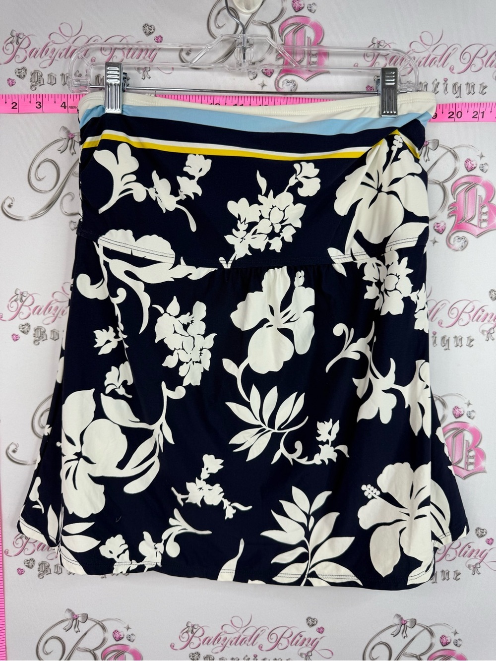 Tankini top swim beach shirt Women’s Navy & Cream Floral Tank Top strapless